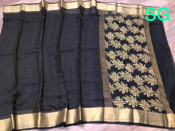 Pure Mysore Silk Saree - Black Color