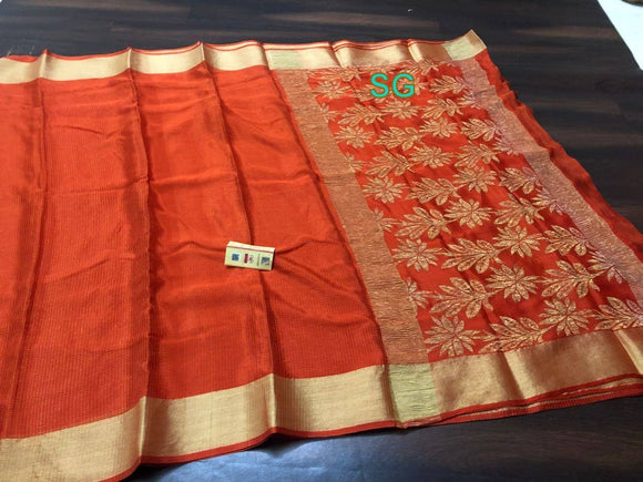 Pure Mysore Silk Saree - Brick Red Color