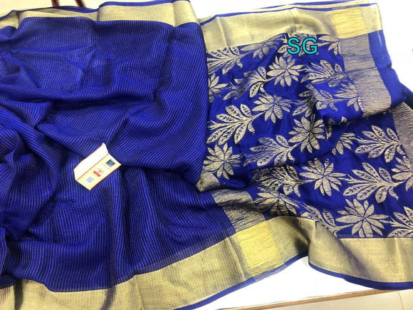 Pure Mysore Silk Saree - Indigo Blue Color