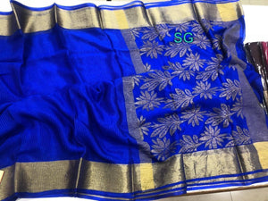 Blue  Pure Mysore Silk Saree