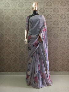 Lilac  Rumena Designer Floral Printed Saree for Women