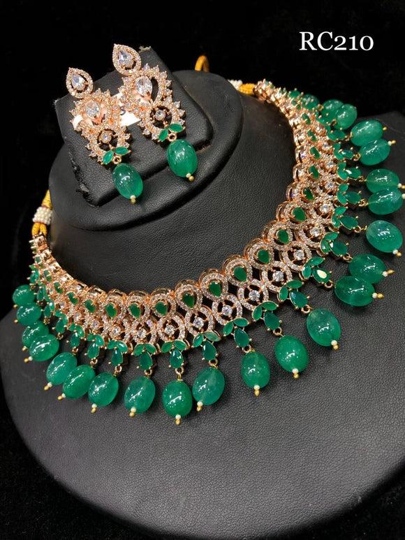 Diamond Necklace Set With Jade stones  for Women |soosi