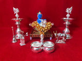 A Complete  Silver Puja Set for Worshipping Lord KRISHNA