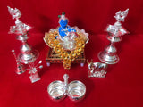 A Complete  Silver Puja Set for Worshipping Lord KRISHNA