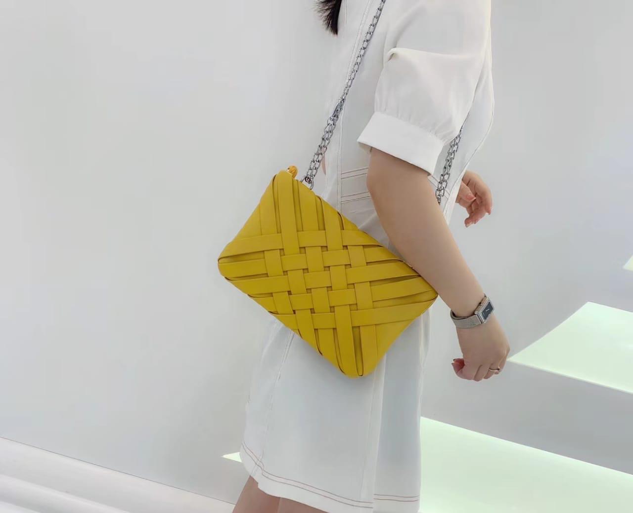 Sunset Yellow Clutch Bag sling bag in Vegan Faux