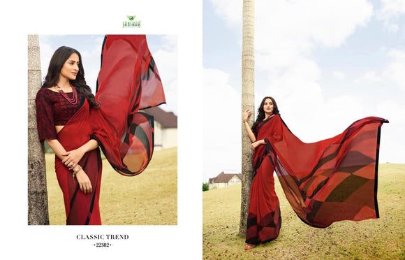 Sanskar Georgette Saree with Designer Blouse /Red Shade