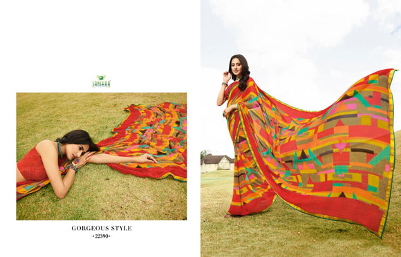 Sanskar Georgette Saree with Designer Blouse /Geometrical Designs