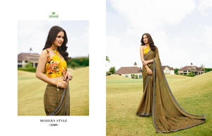 Sanskar Georgette Saree with Designer Blouse /Green &Yellow
