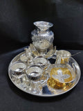 Impressive imported German silver washable tray with 4  tumblers Silver Finish