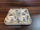 Impressive imported German silver washable tray with 4  tumblers Silver Finish