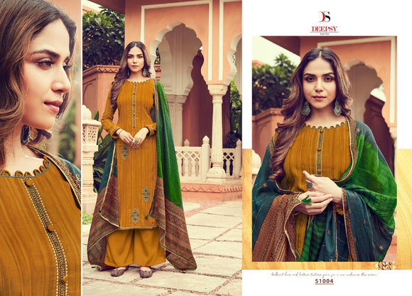 Mustard Yellow Panghat Pashmina Embroidered  Salwar Suit