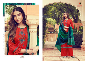 Red Panghat Pashmina Embroidered  Salwar Suit