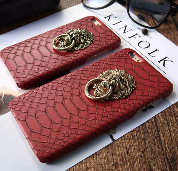 RED SNAKE STYLE DESIGNER LEATHER MOBILE CASE - Main Image