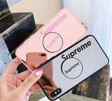 New Supreme  Mirror look glass Mobile Case with  Pop holder case