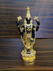 German Silver Venkatesh Lord Tirupati Balaji Swamy Golden Black Statue in Polyresin