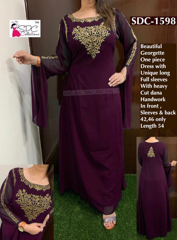 GRAPE WINE COLOR GEOGETTE GOWN FOR WOMEN