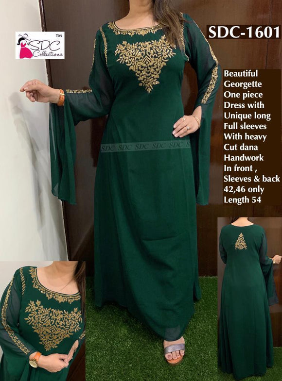 JADE GREEN  COLOR GEOGETTE GOWN FOR WOMEN