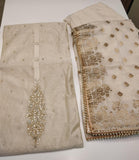 Chanderi Self Printed Salwar Suit Material  with Gota Patti Work &Banarasi Dupatta