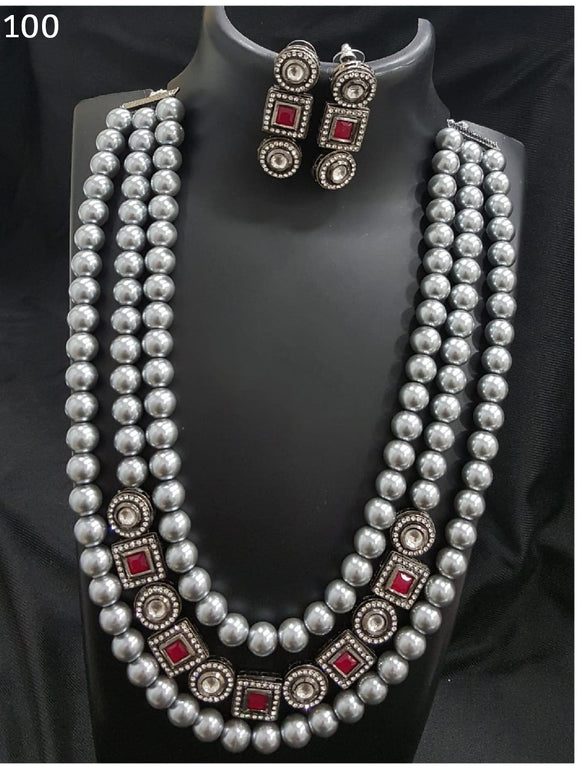 SILVER GREY PEARLS NECKLACE FOR WOMEN