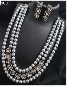 SILVER GREY PEARLS NECKLACE FOR WOMEN