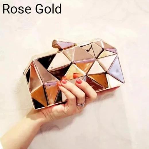 Rose Gold  Metal Clutch Bag for Women