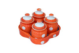 Orange Martban  set of 4  for storing Pickle Oil Spice Utility Jars with lid and tray