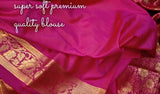 Pink Punch Semi  Kanjeevaram Saree for Women