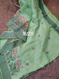 Green Organza Saree with Embroidery
