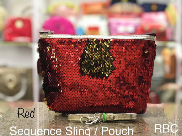RED SEQUINS POUCH/SLING  FOR WOMEN