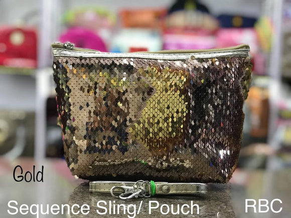 GOLD SEQUINS POUCH/SLING  FOR WOMEN