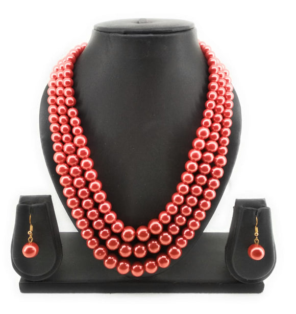 THREE LAYER PEARL CHAIN  SET FOR WOMEN