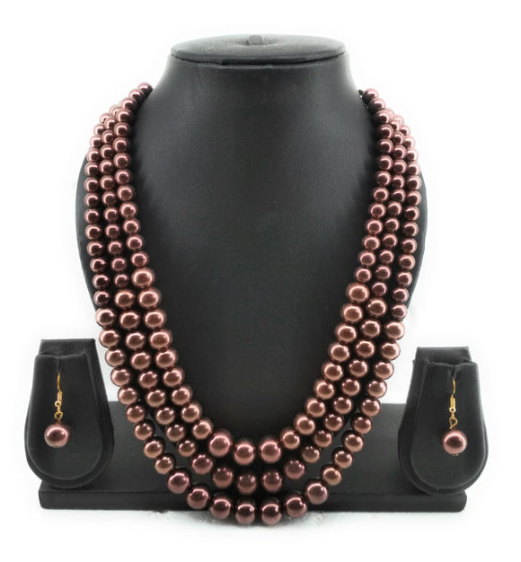 THREE LAYER PEARL CHAIN  SET FOR WOMEN