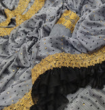 GEORGEOUS GREY SAREE WITH BLACK FRILLS FOR WOMEN