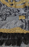 GEORGEOUS GREY SAREE WITH BLACK FRILLS FOR WOMEN