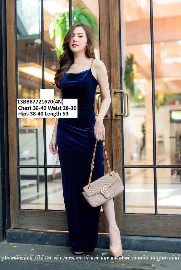BLUE VELVET PARTY GOWN FOR WOMEN –