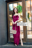 BURGUNDY VELVET PARTY GOWN FOR WOMEN