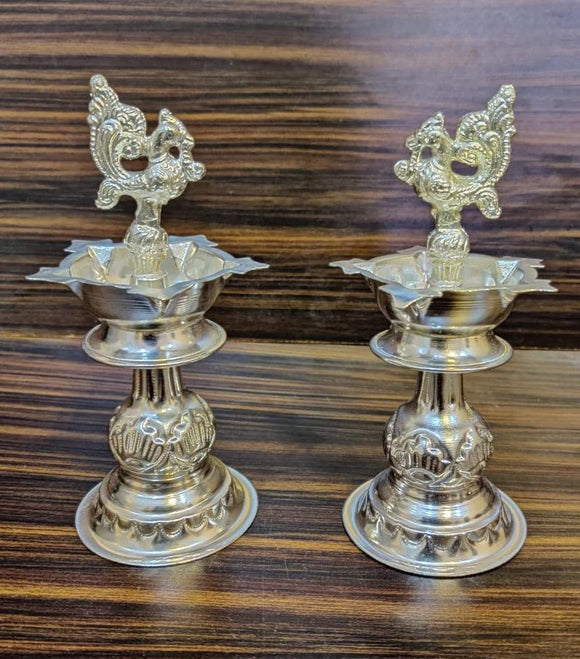 Silver Hamsa Nakashi Lamp - 2 Pieces