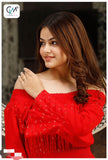 RED INDO WESTERN KURTI STYLE GOWN