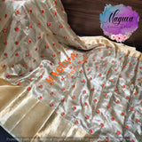 Maguva - Ethnic is Epic Tissue  with Peach Roses Saree for Women