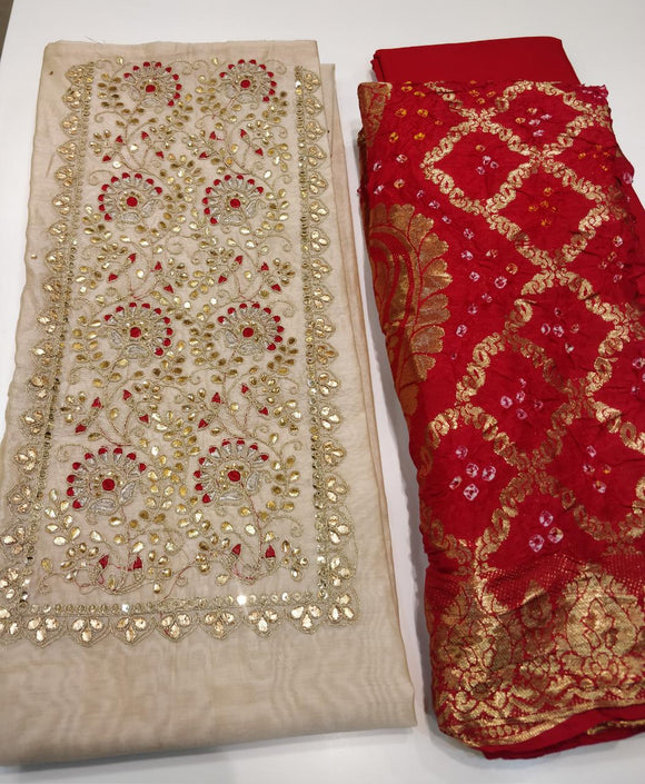 Embroidered Chanderi Suit  with Gota Patti Work