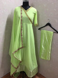 PISTA GREEN ANARKALI  KURTI SET