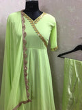 PISTA GREEN ANARKALI  KURTI SET