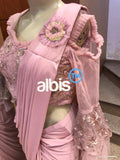 PINK FRILLS READY TO WEAR BOLLYWOOD STYLE SAREE