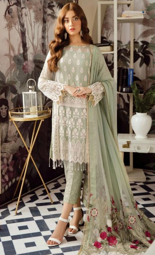 RAMSHA GEORGETTE SALWAR SUIT MATERIAL WITH HEAVY EMBROIDERY WORK