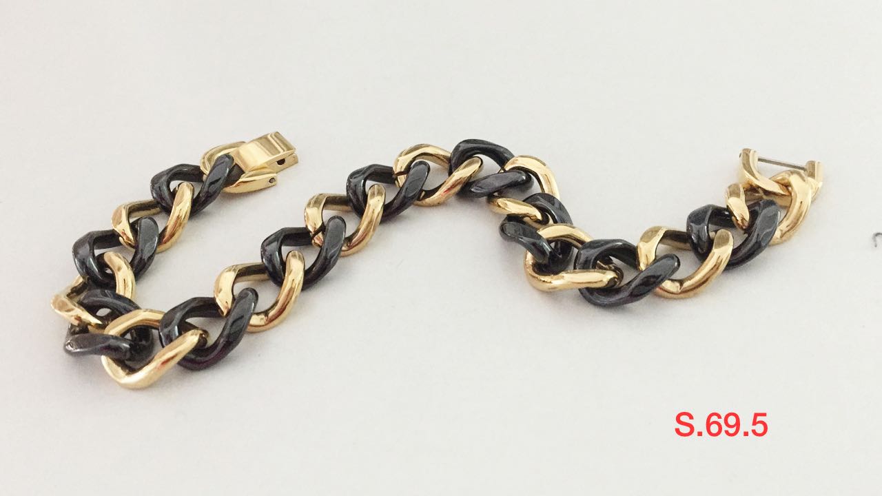 White ceramic bracelet  square links narrow steel parts  Jewellery Eshop  EU