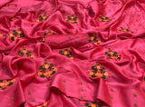 STRAWBERRY PINK  COLOR MOSS CHIFFON SAREE WITH BEAD WORK