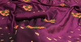 GRAPE WINE COLOR MOSS CHIFFON SAREE WITH BEAD WORK