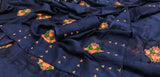 PRUSSIAN BLUE   COLOR MOSS CHIFFON SAREE WITH BEAD WORK