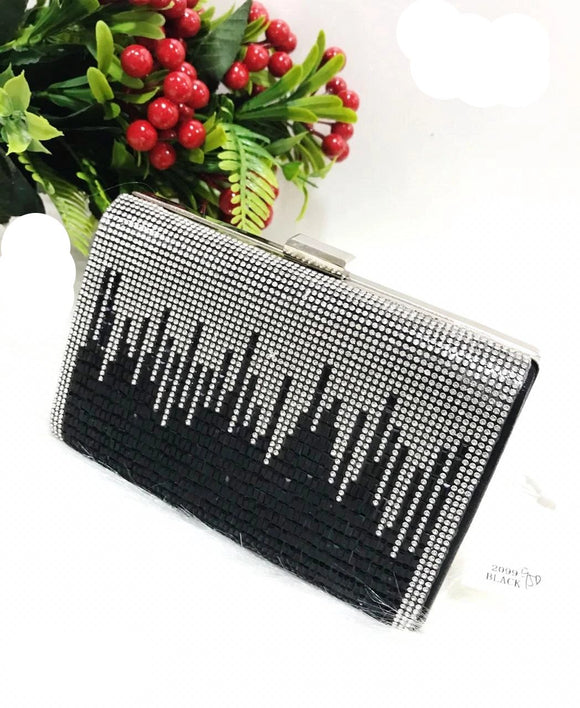 EXCLUSIVE SILVER  BRIDAL STONES CLUTCH BAG FOR WOMEN
