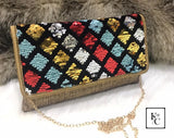 NEW  JUTE  SEQUINS SLING BAG FOR WOMEN